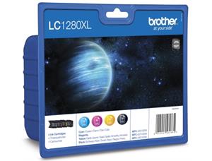 Blekk BROTHER LC1280XLY value pack Skriverpatron 1xsvart, gul, cyan, magent 